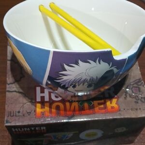 Bioworld Hunter x Hunter Anime Bowl Set with Yellow Dining Sticks